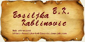Bosiljka Kablinović vizit kartica
